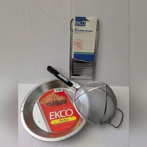 New old stock Vintage EKCO pie pan, grater,sifter